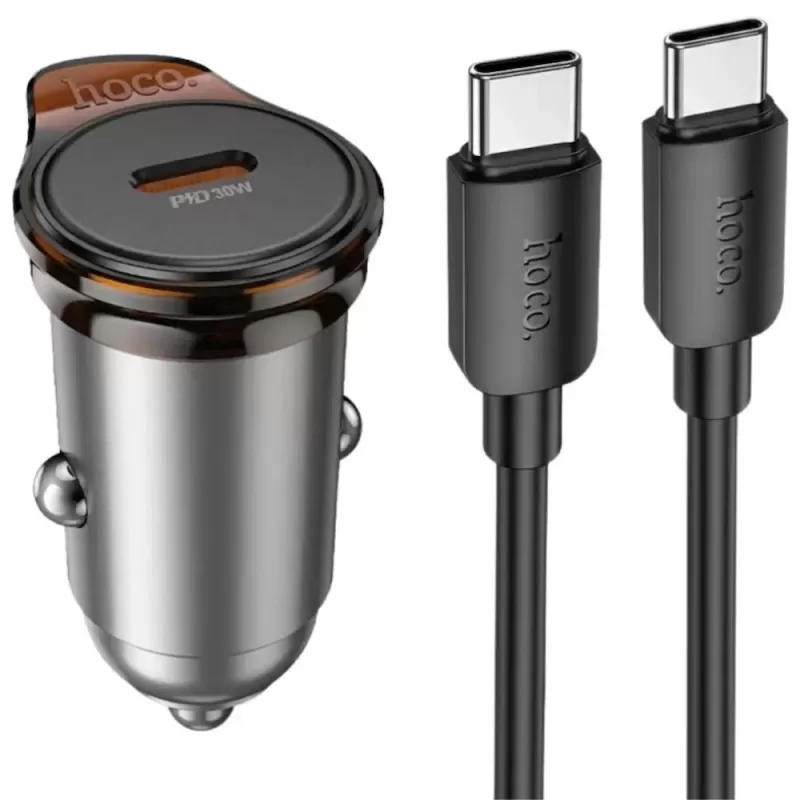 Cargador Vehicular Hoco NZ16 30W USB-C/USB-C - Met...
