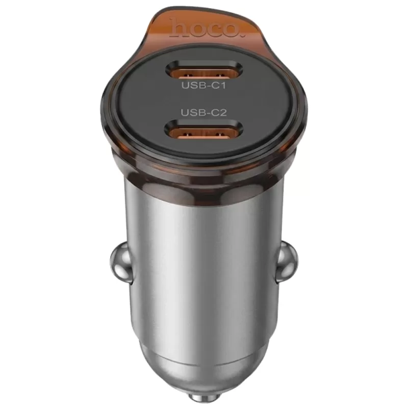 Cargador Vehicular Hoco NZ16B 45W USB-C/USB-C - Metal Grey