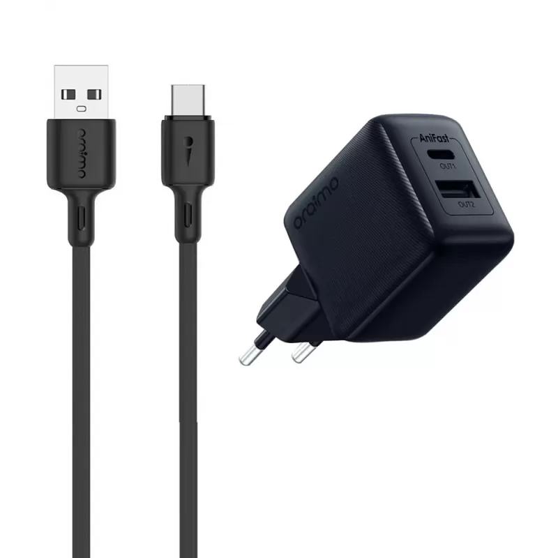 Cargador Oraimo OCW-5183E+C53 USB-A/USB-C 18W - Black
