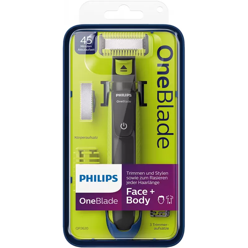 Afeitadora Eléctrica Philips OneBlade QP2620/21 2V - Black/Lime