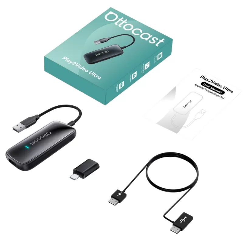Adaptador Multimedia Ottocast Play2Video Ultra CA515 para CarPlay/Android Auto - Black