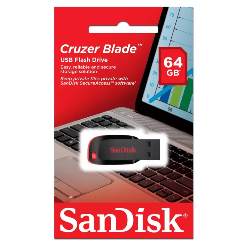 Pendrive SanDisk Cruzer Blade Z50 64GB - Negro/Roj...