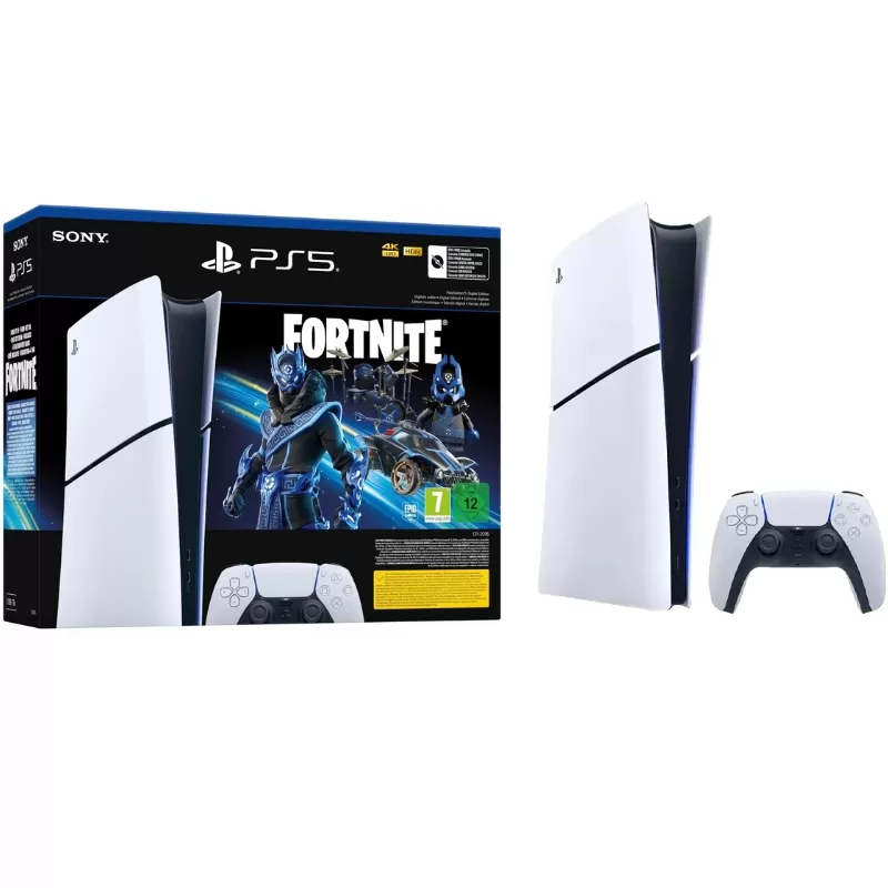 Consola Sony PlayStation 5 Slim Digital CFI-2016 1TB SSD Fortnite Cobalt Star Bundle - White/Black