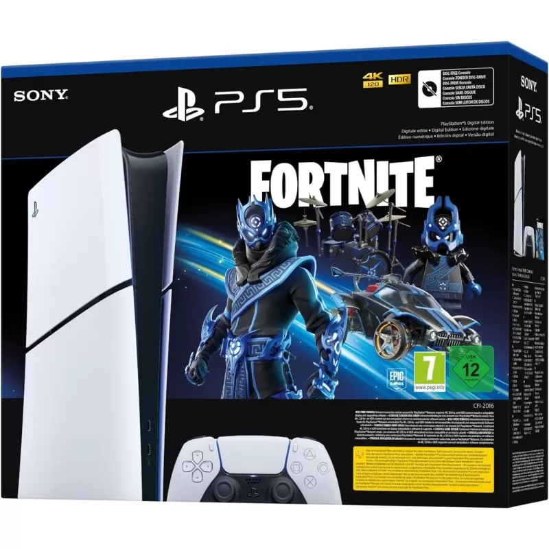 Consola Sony PlayStation 5 Slim Digital CFI-2016 1TB SSD Fortnite Cobalt Star Bundle - White/Black