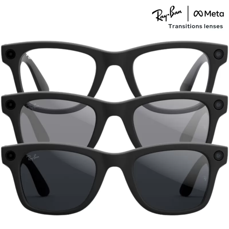 Lente de Sol Smart Ray-Ban Meta Wayfarer (Gen 2) RW4012 - Matte Black/Transitions Grey