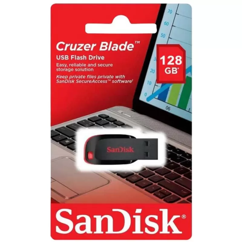 Pendrive Sandisk Cruzer Blade Z50 128GB - Negro/Rojo