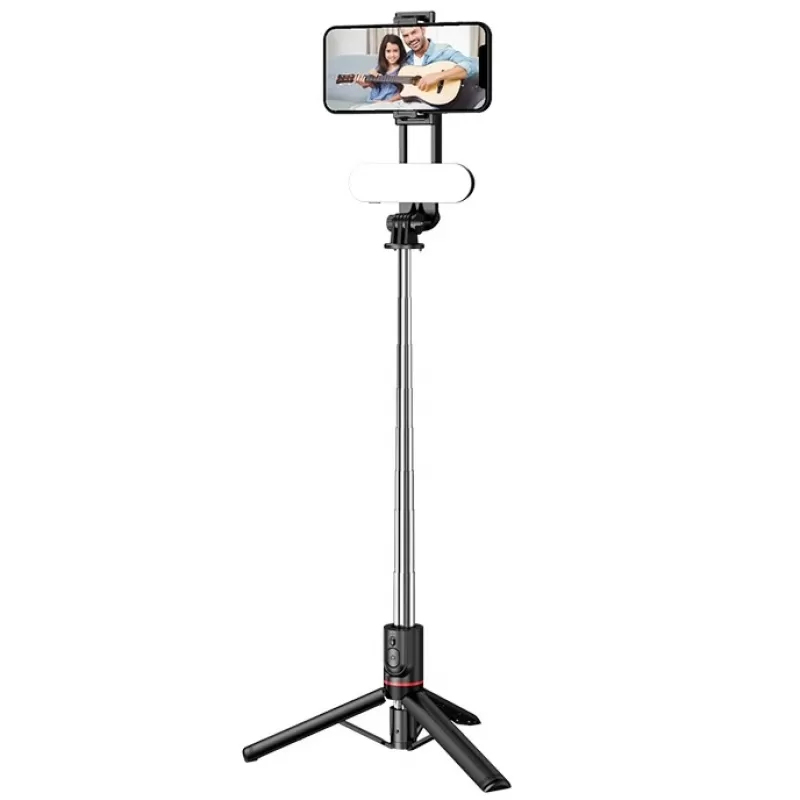 Bastón de Selfie Multifuncional A3040-L15 Bluetooth 1140mm LED - Black