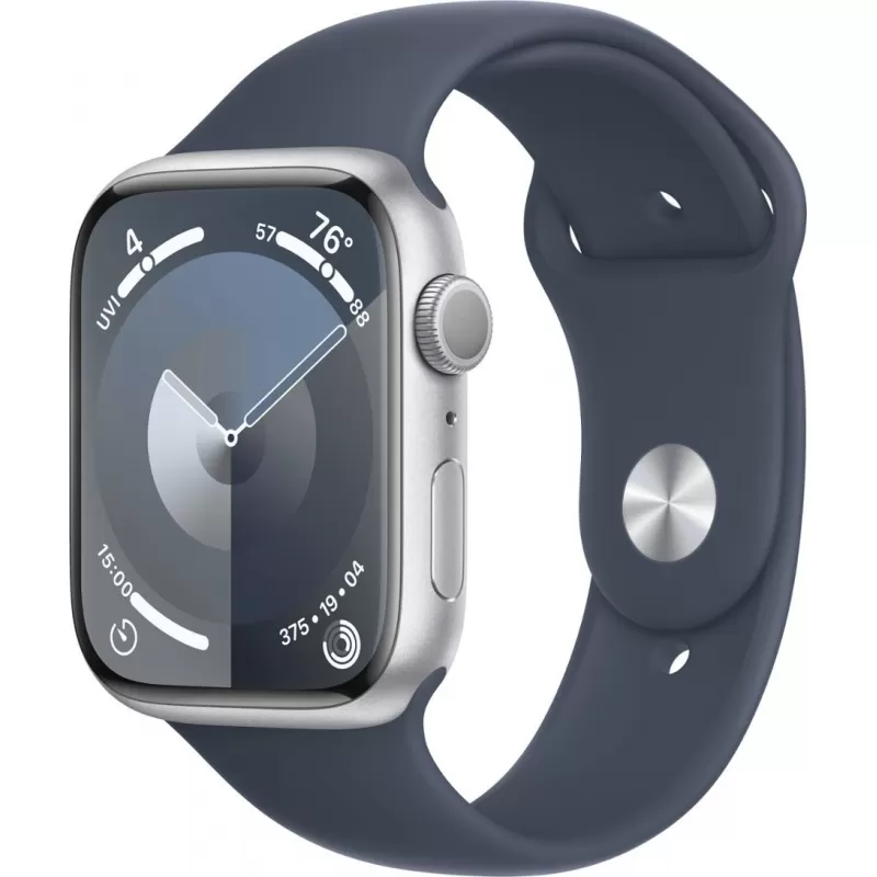 Apple Watch Series 9 MR9D3LW/A 45mm GPS - Silver Aluminum/Storm Blue Sport Band