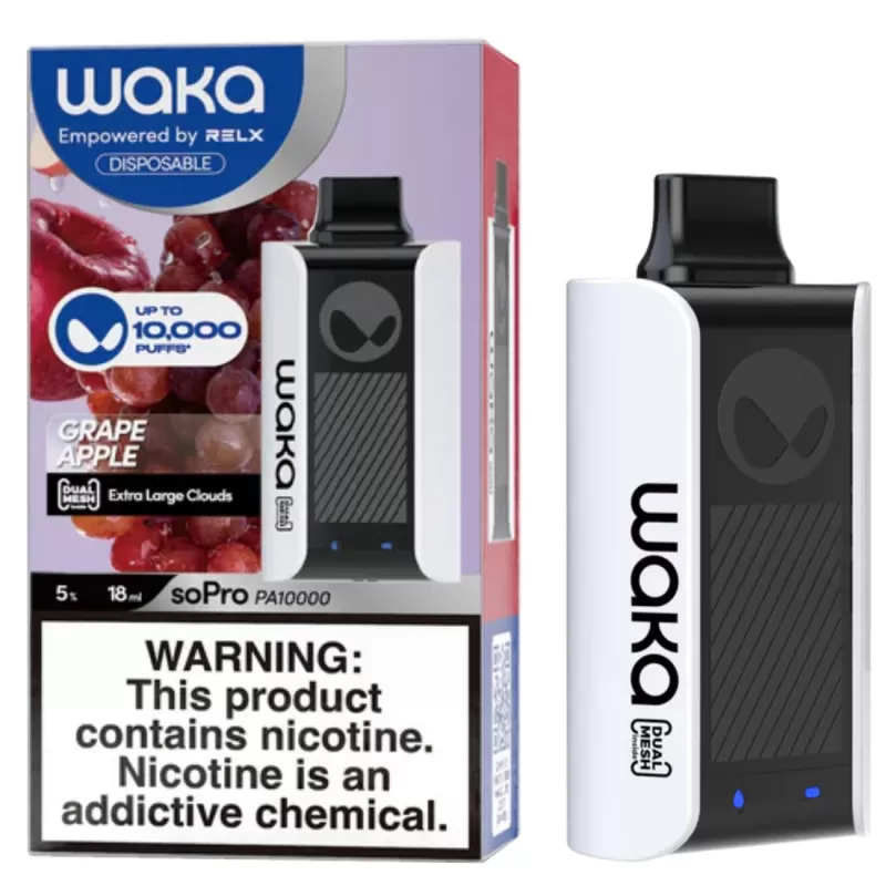 Vaper Descartable WAKA soPro PA10000 5% Nicotina 10000 Puffs - Grape Apple