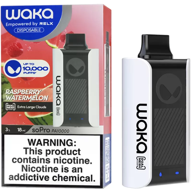 Vaper Descartable WAKA soPro PA10000 3% Nicotina 10000 Puffs - Raspberry Watermelon