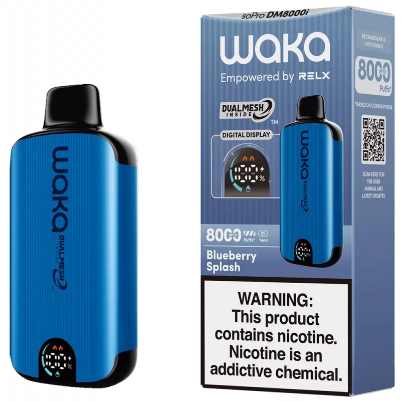 Vaper Descartable WAKA soPro 3% Nicotina 8000 Puffs - Blueberry Splash