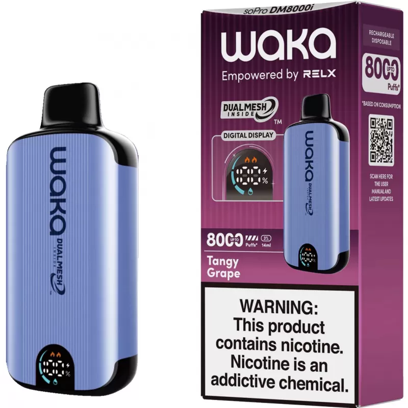 Vaper Descartable WAKA SoPro 3% Nicotina 8000 Puffs - Tangy Grape