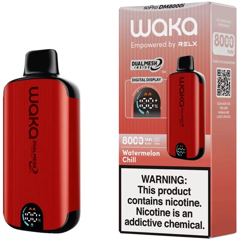 Vaper Descartable WAKA soPro 3% Nicotina 8000 Puffs - Watermelon Chill