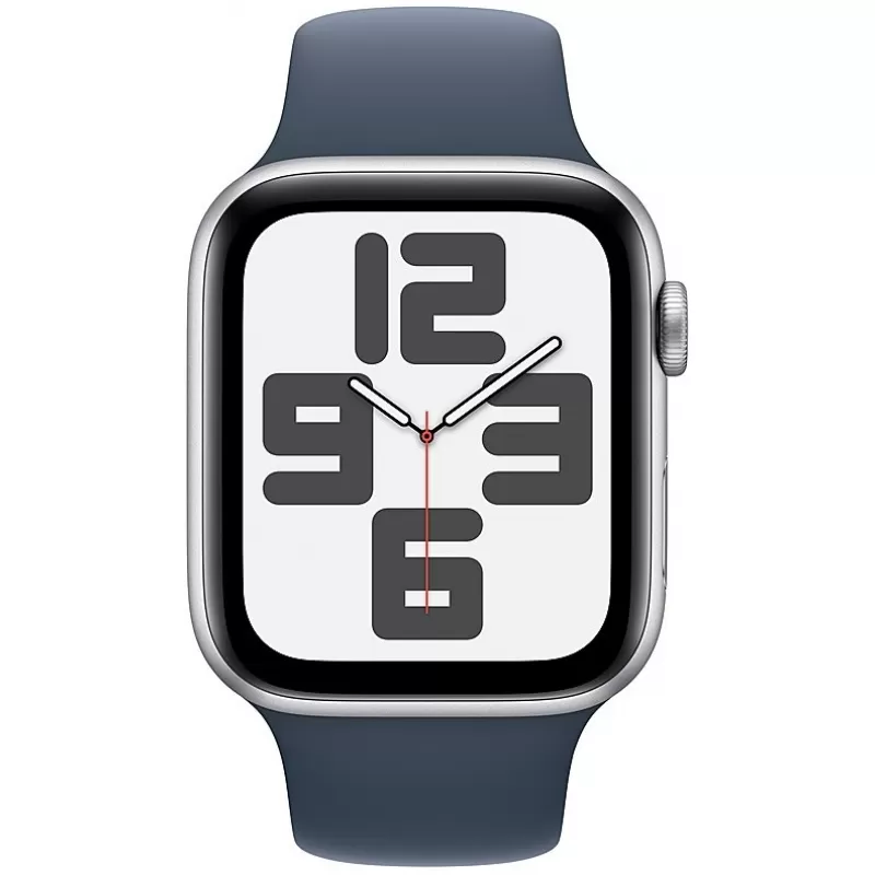 Apple Watch SE 2nd Generation MREC3LL/A 44mm GPS - Silver Aluminum/Storm Blue Sport Band