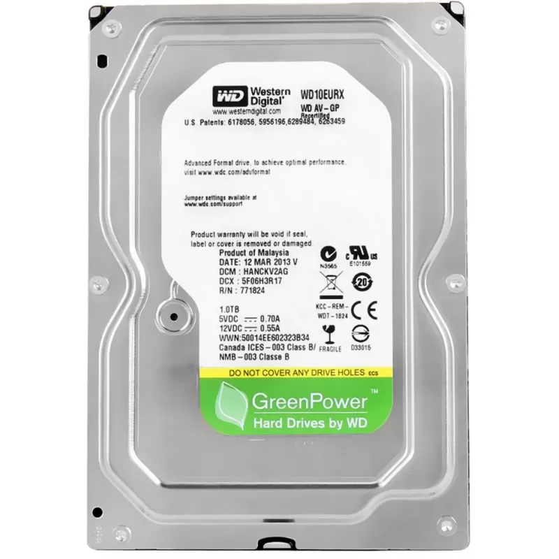 HD Interno SATA III Wersten Digital GreenPower 1TB 3.5" WD10EURX 7200 RPM