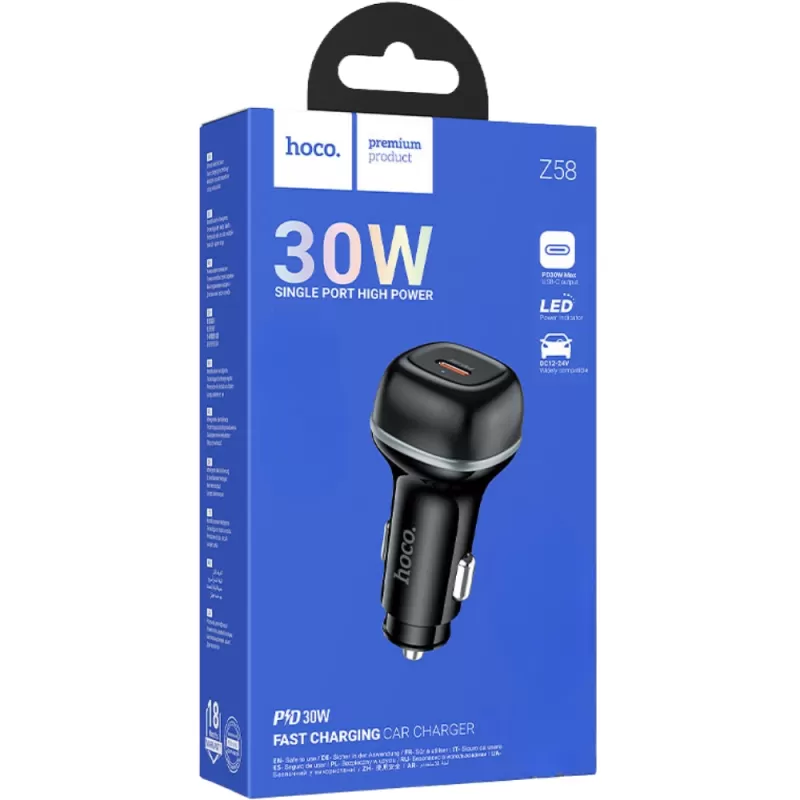 Cargador Vehicular Hoco Z58 30W USB-C - Black